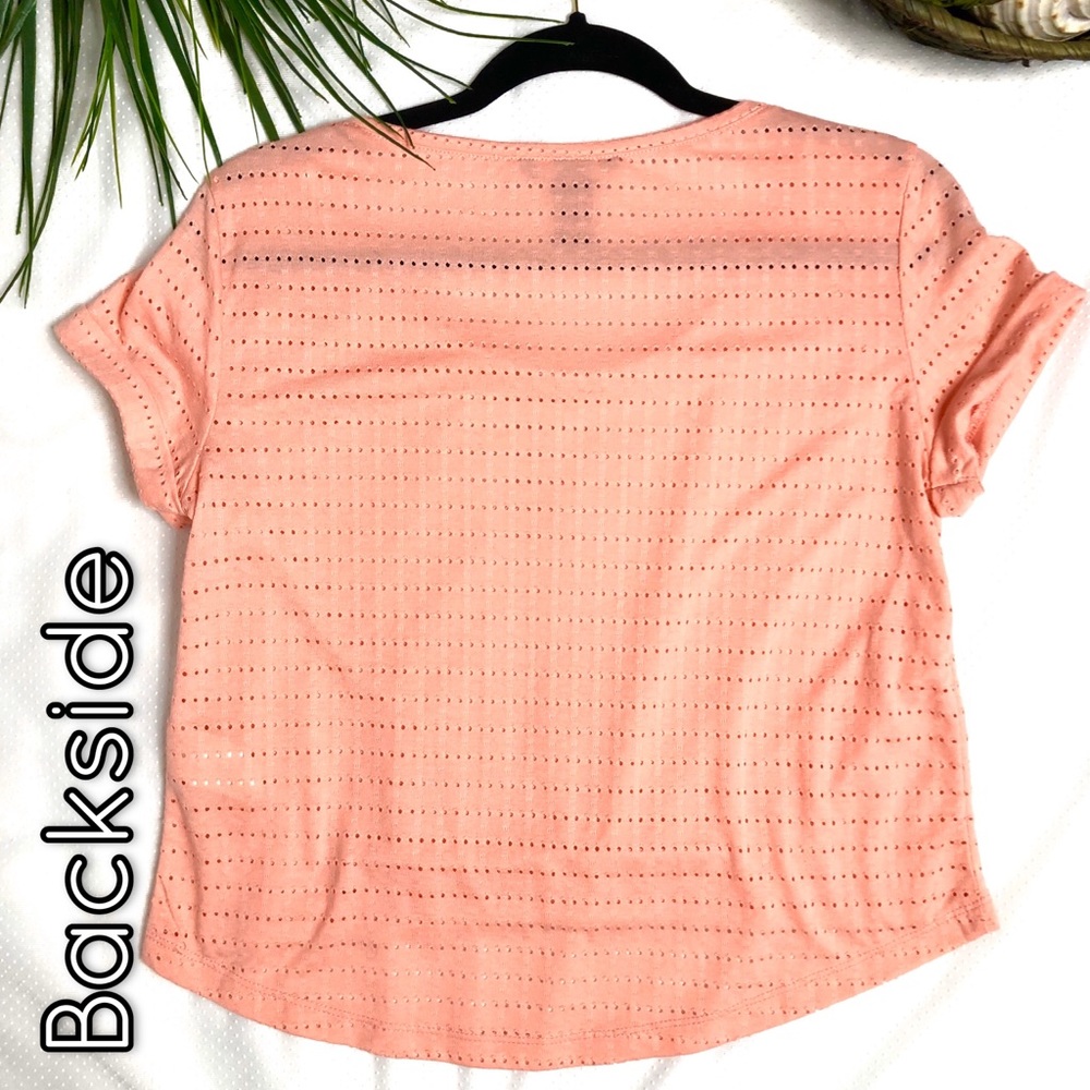 H&M coral pink short sleeve women’s crop top - Picture 2 of 4